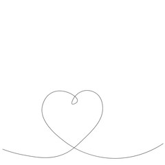 Valentines day card with heart line drawing, vector illustration	