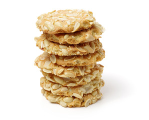 Cookies with peanuts on white background