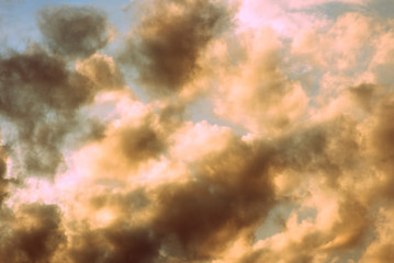 Dramatic  cloudy sky in the evening. Natural abstract background
