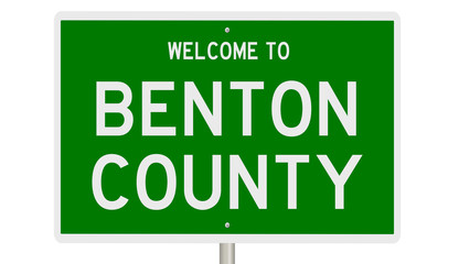 Rendering of a green 3d highway sign for Benton County