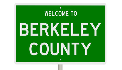 Rendering of a green 3d highway sign for Berkeley County