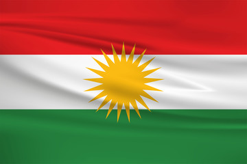 Illustration of a waving flag of the Kurdistan