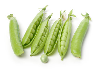 Fresh peas isolated on white background 