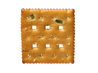 Delicious crackers on white background