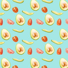 Fresh ripe vegetables isolated on color texture