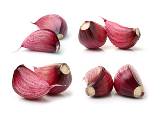 Fresh young garlic isolated on white background
