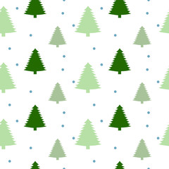 Fototapeta premium Christmas seamless pattern with christmas tree and snowflakes, vector background.Design template for wallpaper,fabric,wrapping,textile