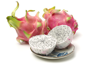 Pitaya or Dragon Fruit isolated against white background