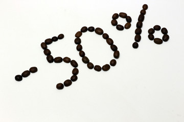 The pattern of coffee beans on a white background.