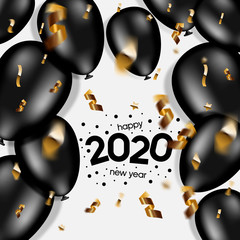 Happy 2020 New Year with balloons. Vector Illustration