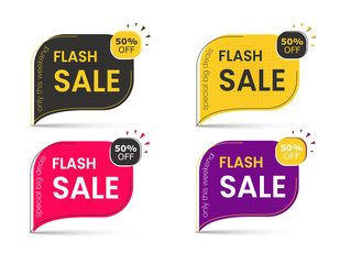 Sale banner of big discounts, sticker 50 , advertising tags for special offers.