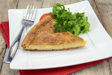 pieces of cheese quiche on a plate