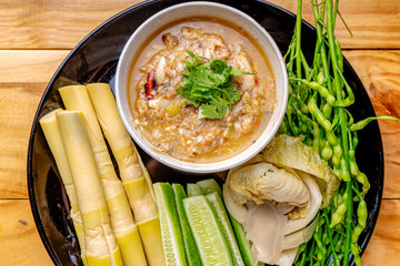 Snakehead Fish Chili Paste,Snakehead Fish Chili Paste Local food in northern Thailand,Striped snakehead fish