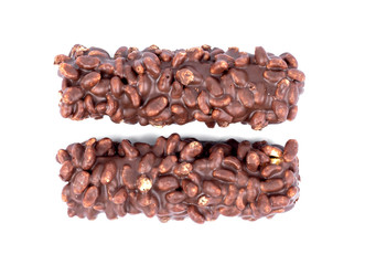 Caramel rice, caramel wafers on a white background.