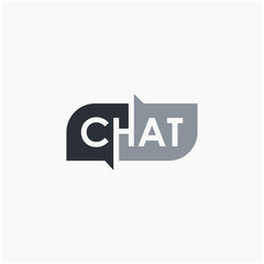 chat lettering with bubble concept logo design. talk, speak, logo template. Chat vector logotype design template.  -vector