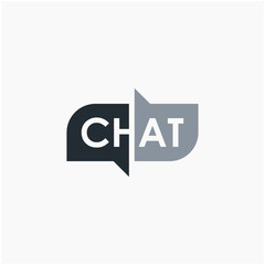 chat lettering with bubble concept logo design. talk, speak, logo template. Chat vector logotype design template.  -vector