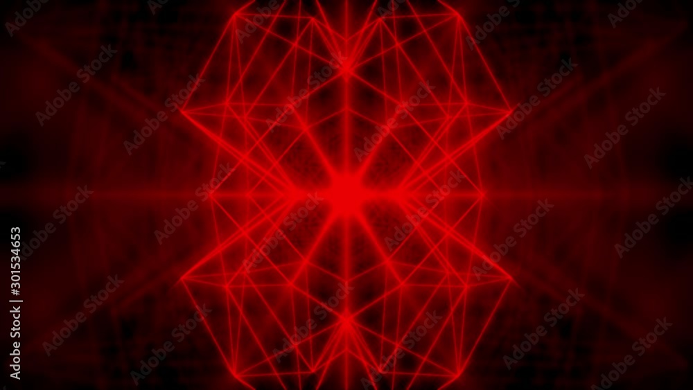 Poster red 3d lines vj 4k loop with glow in centre
