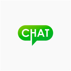 chat lettering with bubble concept logo design. talk, speak, logo template. Chat vector logotype design template.  -vector