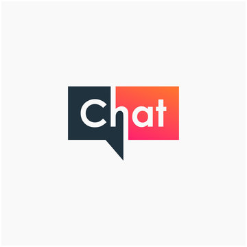 chat lettering with bubble concept logo design. talk, speak, logo template. Chat vector logotype design template.  -vector