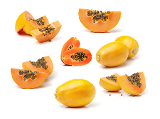 Papaya fruit isolated on a white background