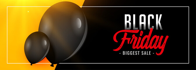 lovely black friday big sale banner with balloon