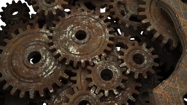 The brain comes up with a new idea. Idea is the key to success. Rusty gears spinning.