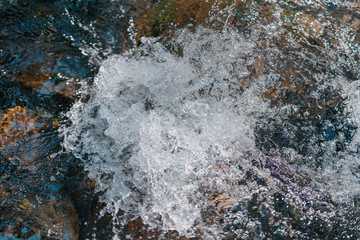 Fresh Splashing Water Fountain Spring River Mountain