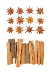 Various seasonings on white background 