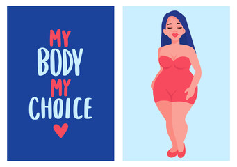 Plus size Woman dressed in swimsuits. Body positive.