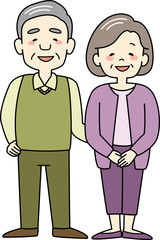おじいさんとおばあさん（全身・正面・笑顔）