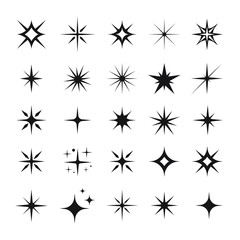 Star icons. Twinkling stars. Sparkles, shining burst. Christmas stars vector isolated.