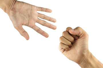 Hand gesture and sign collection isolated on white background