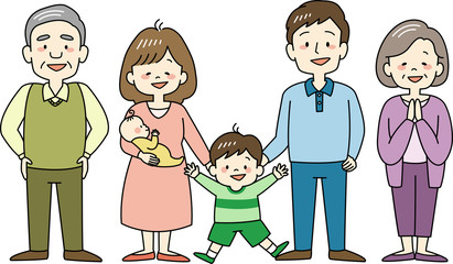 3世代家族（全身・正面）