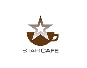Simple and Unique Logo of Cafe with Modern Concept. Designed with Star and Mug Icon Image Isolated on White Background. Suitable for Coffee Shop Logo. Vector Illustration