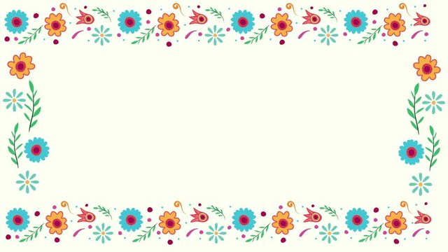 viva mexico animation with floral square frame