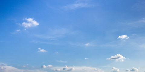 panorama blue sky background with clouds.