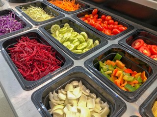 Healthy vegetable salad bar in the restaurant