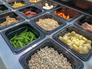Healthy vegetable salad bar in the restaurant