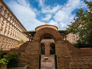 Ancient church of St. George set among the buildings in the center of Sofia (Bulgaria)