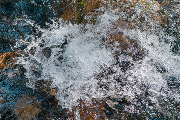 Fresh Splashing Water Fountain Spring River Mountain