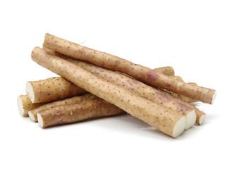 Chinese yam on white background 