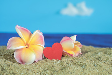 Heart sign on sea beach,love concept.