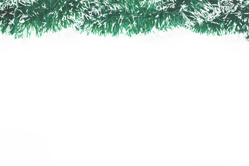 Christmas Background with ribbon Fir Branches and Snowflakes