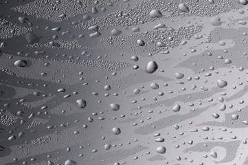Close-up large drops of water on glass