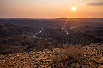 View of Fish River Canyon early morning and at dus, Namibiak