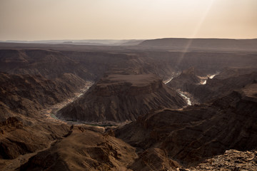 View of Fish River Canyon early morning and at dusk, Namibia