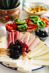 Traditional Turkish homemade breakfast and cheese plate 