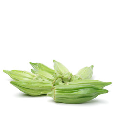 Fresh young okra isolated on white background