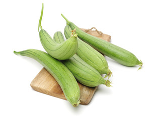 fresh loofah on the white background 