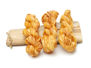 Chinese fried dough twist on white background 